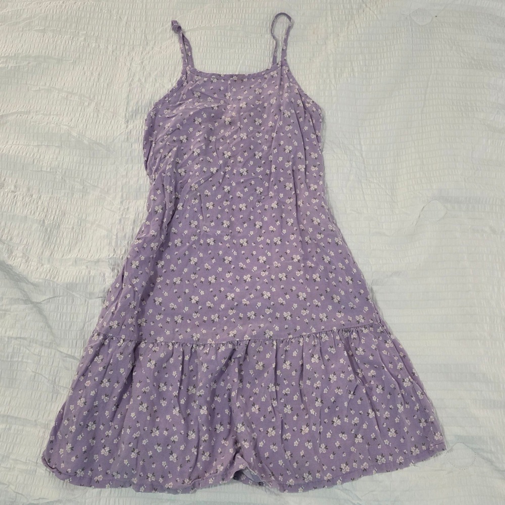 Wonder Nation Girls Purple Floral Tiered Sundress Adjustable Straps Size M 7-8
